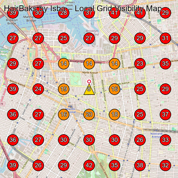 HairBaks by Isba GeoGrid visibility map for Hair Salon in Brooklyn